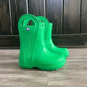 Crocs kids green  rain boots